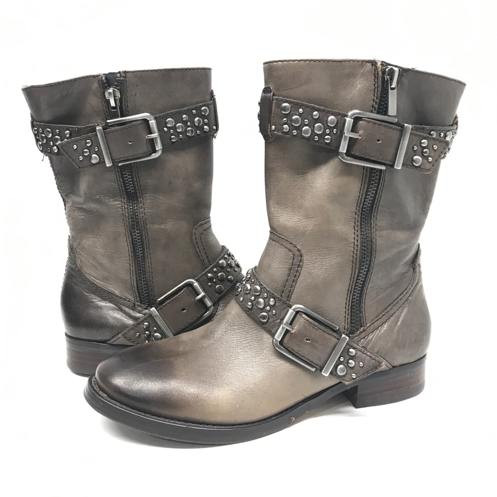 Arturo Chang Studded Leather Biker Boots Size 6M